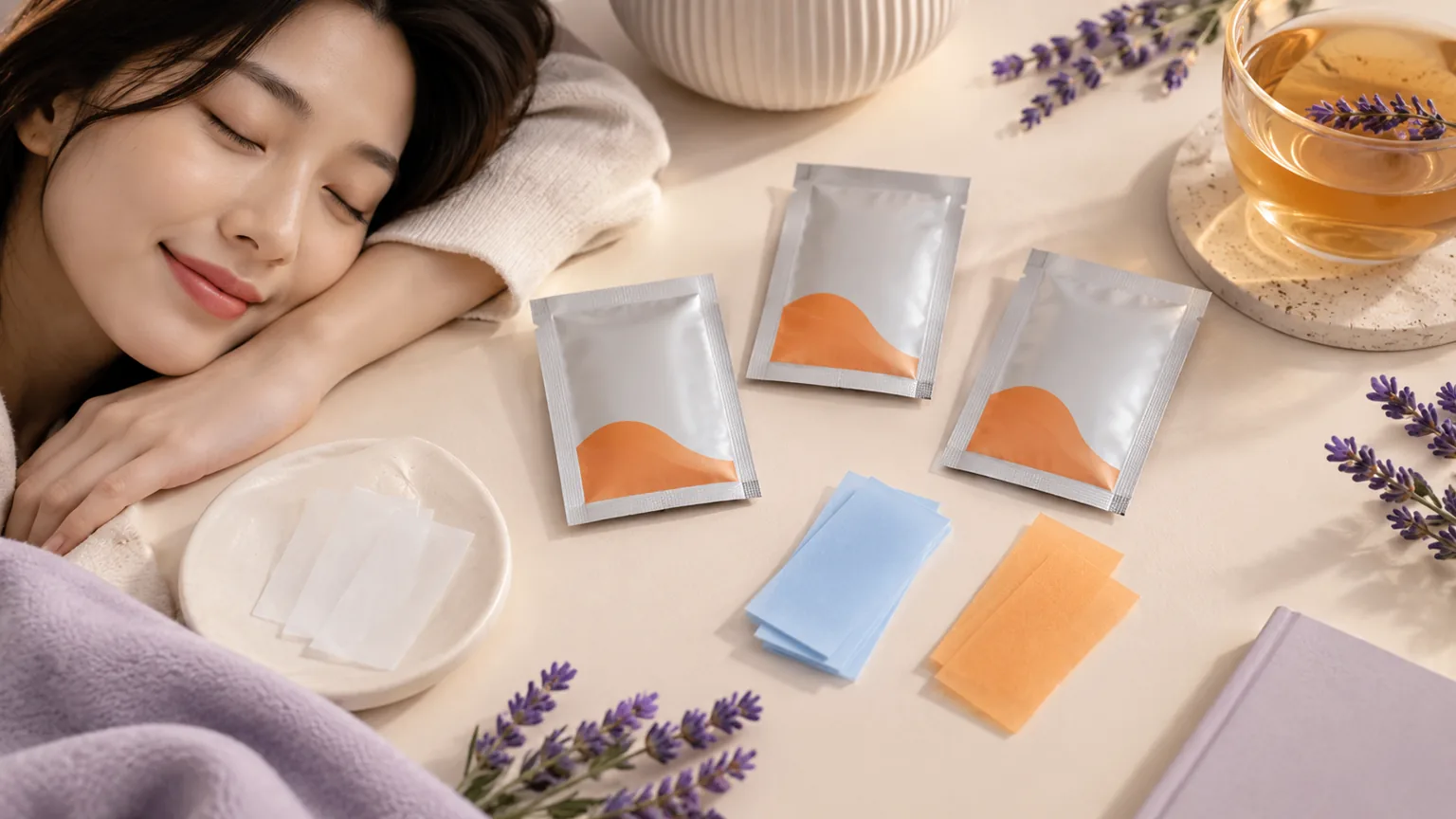 Brain Health & Sleep Oral Strips — Sample and packaging arrangement