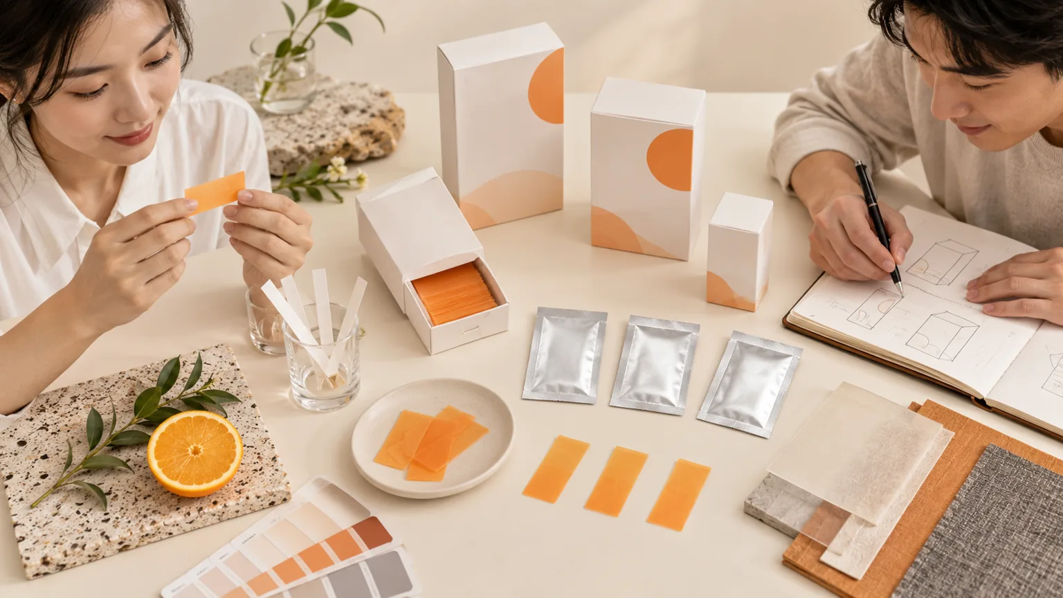 Private label oral dissolving strips — Sample and packaging arrangement